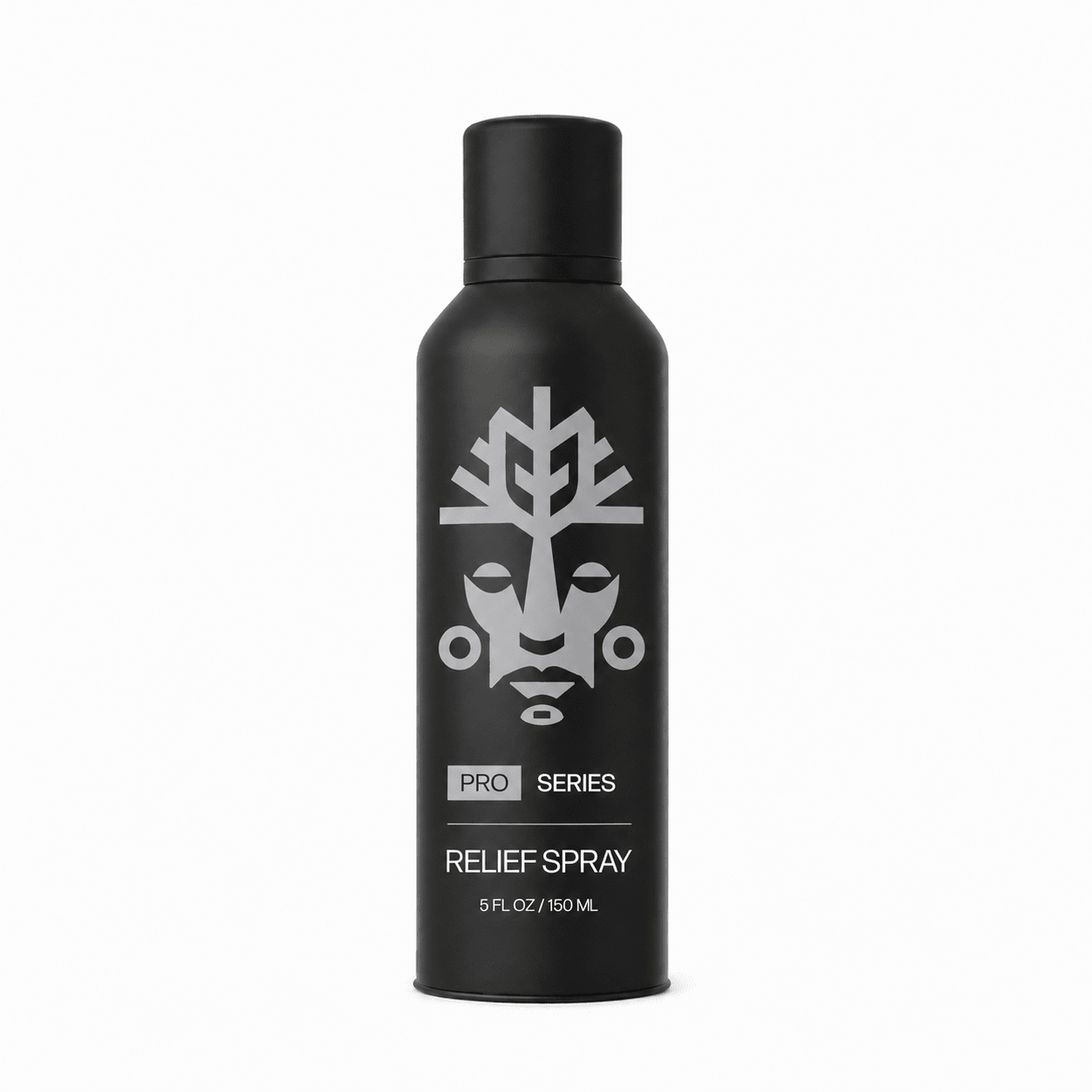 VitaliTree Pro Series Relief Spray, 5 fl oz black aerosol bottle, front view on white background