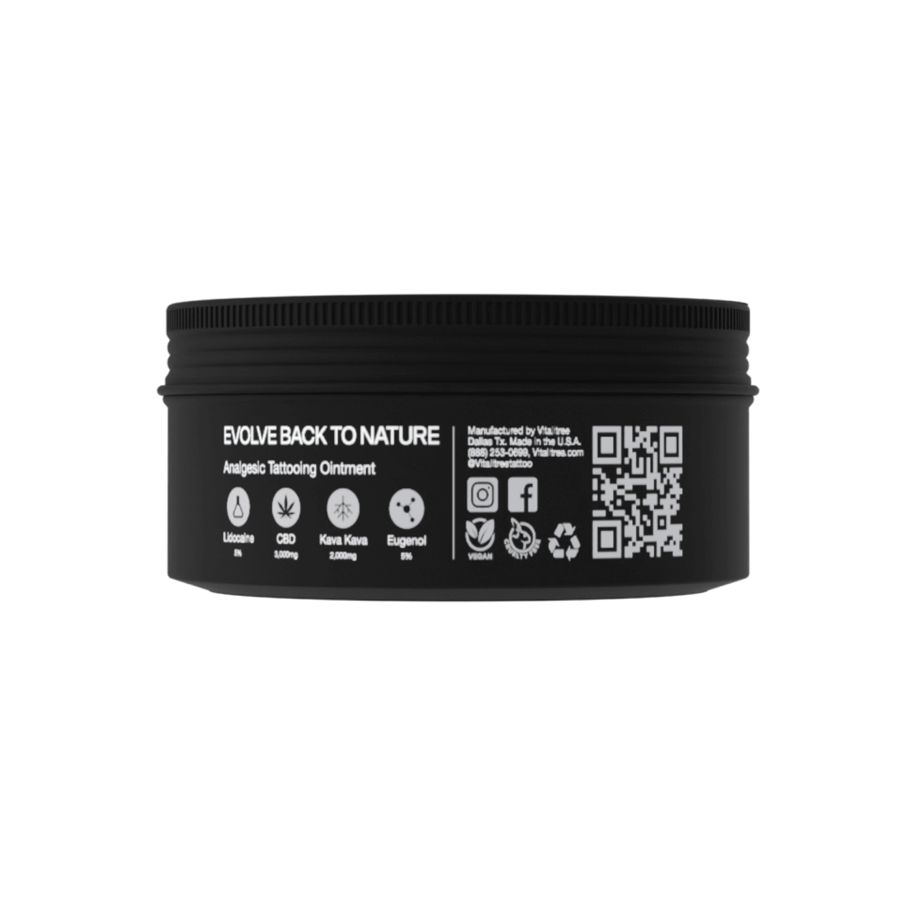 VitaliTree vegan Relief Glide - a numbing tattoo ointment for tattoo artists with hemp, kava, and lidocaine for natural pain relief and smooth glide