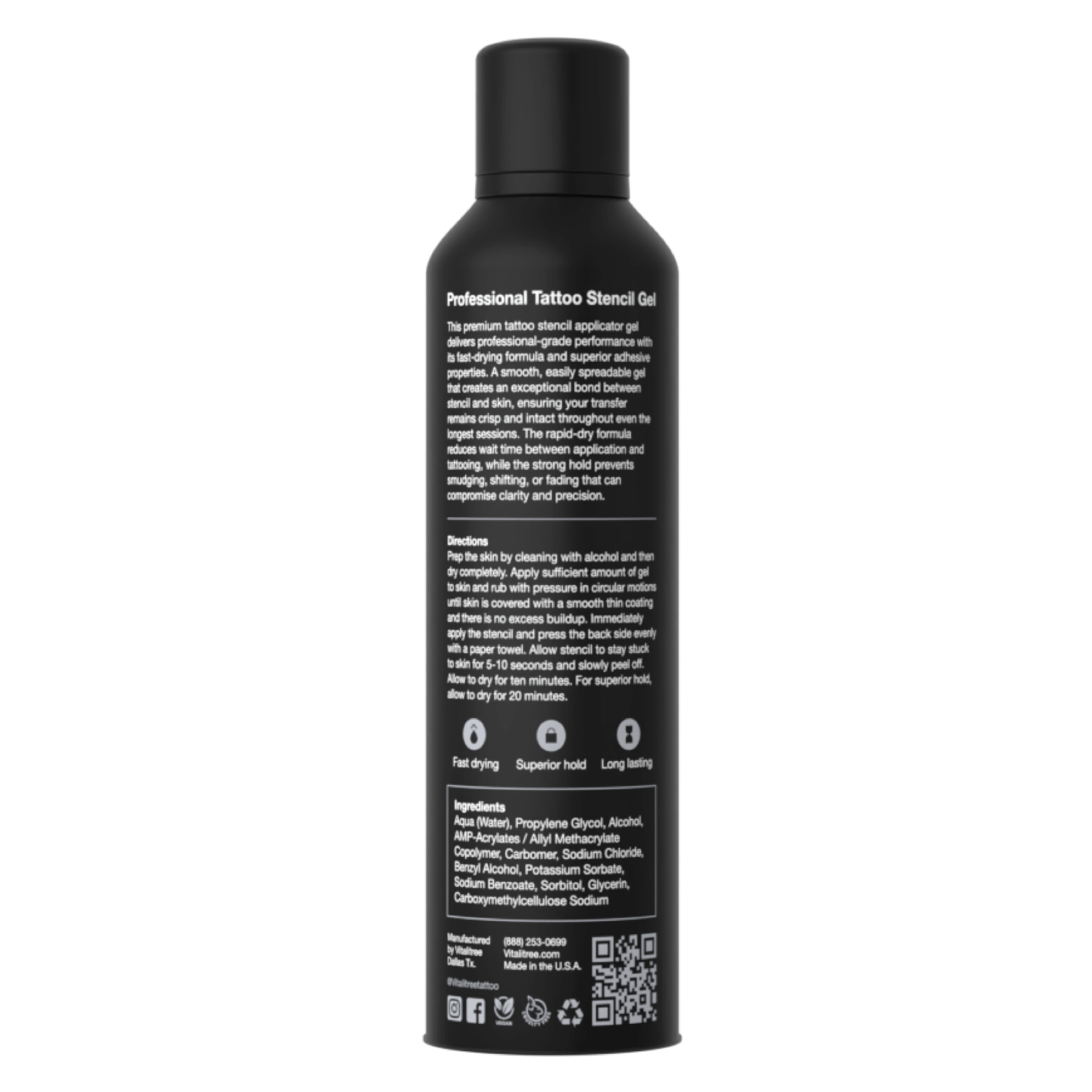VitaliTree vegan stencil transfer gel for tattoo artists — plant-based, petroleum-free, professional grade - back view