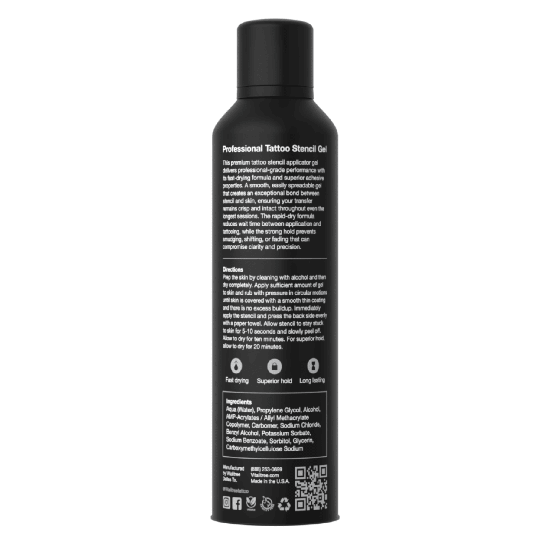 VitaliTree vegan stencil transfer gel for tattoo artists — plant-based, petroleum-free, professional grade - back view