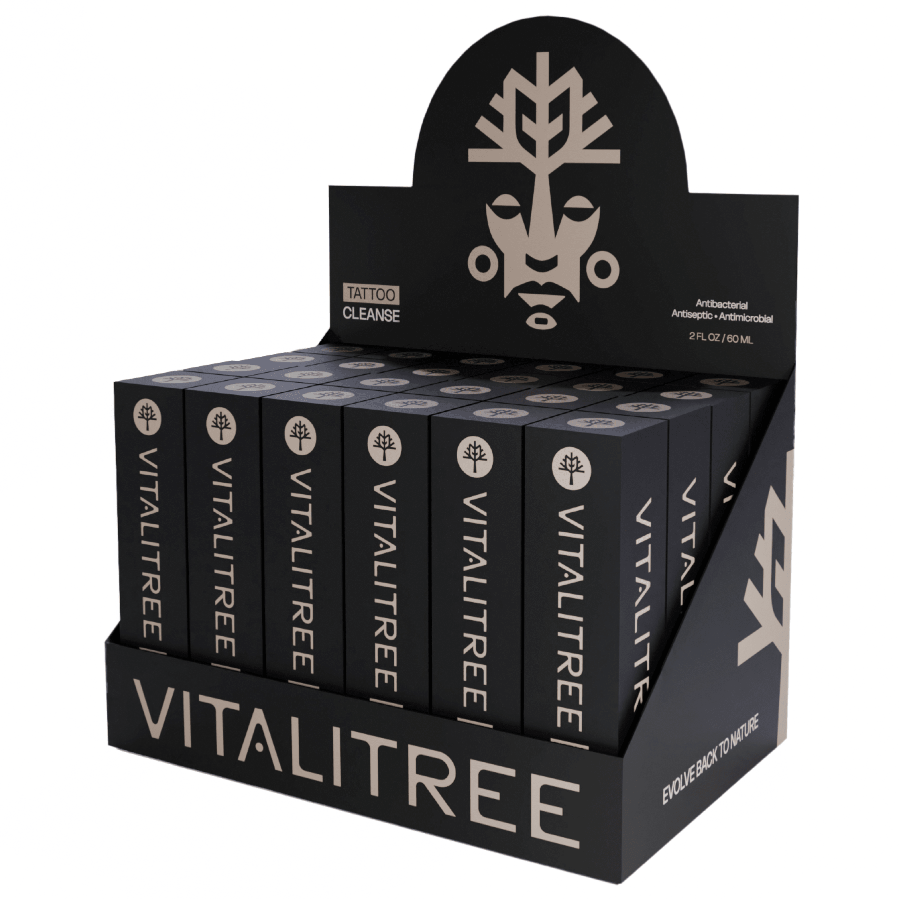 A case (24 bottles) of Vitalitree's 2oz travel size cleanse