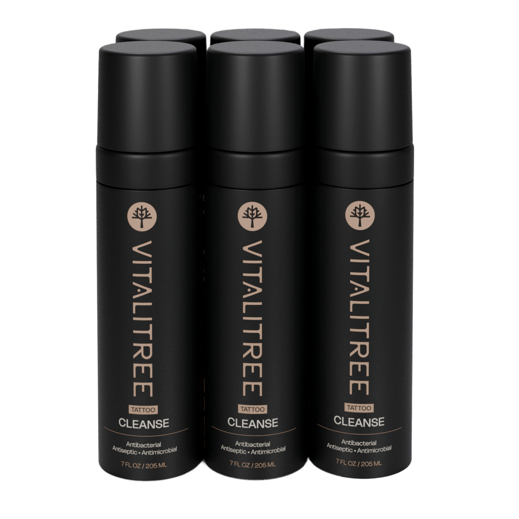 Six of VitaliTree's 7oz vegan antibacterial tattoo cleanse with tepezcohuite and witch hazel for gentle aftercare