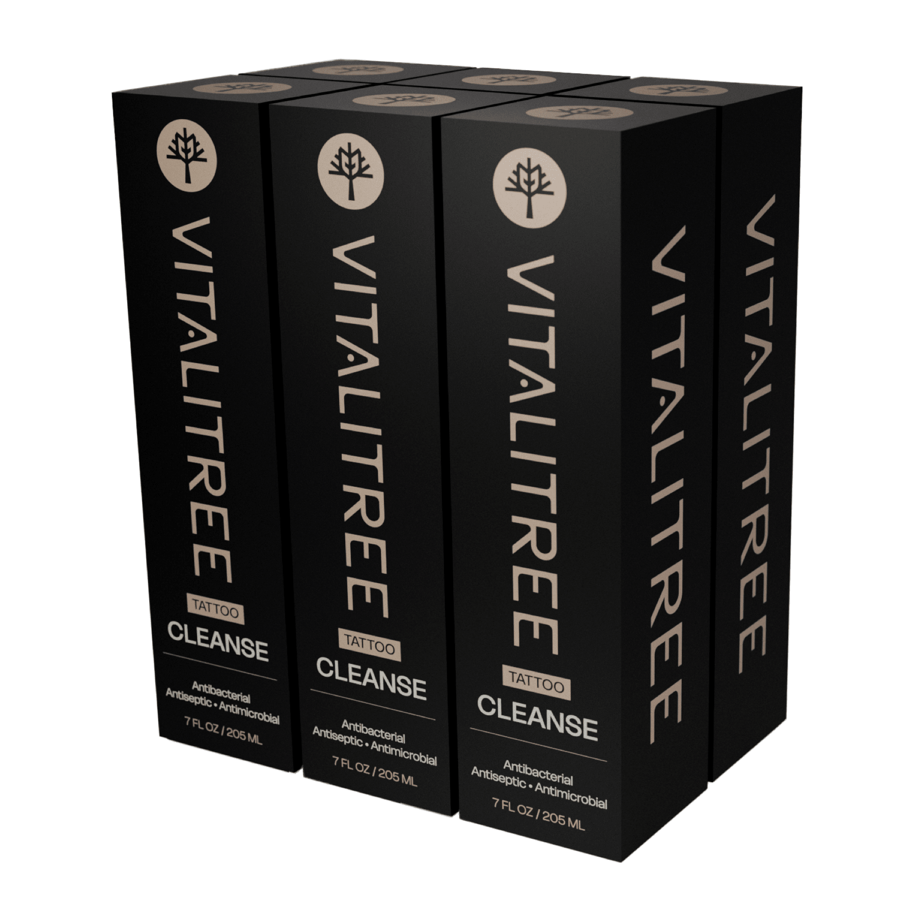VitaliTree 7oz vegan antibacterial tattoo cleanse with tepezcohuite and witch hazel for gentle aftercare in boxes