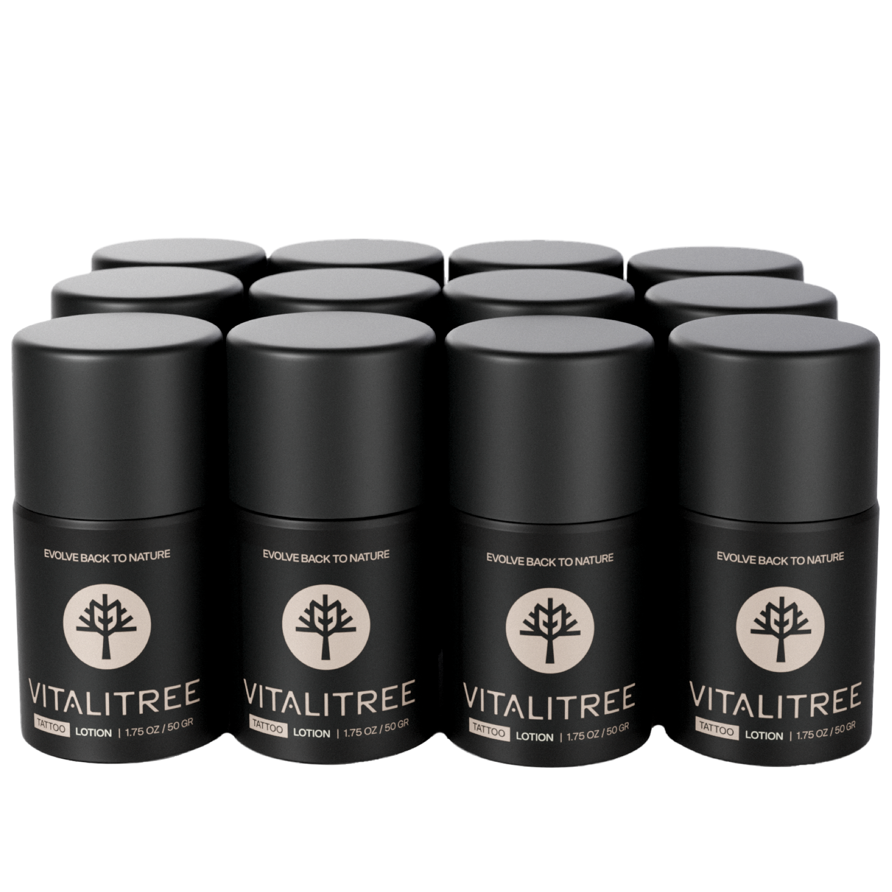 VitaliTree 1.75oz vegan botanical tattoo lotion with tepezcohuite, oat, and yarrow for healed ink moisture - 12ct