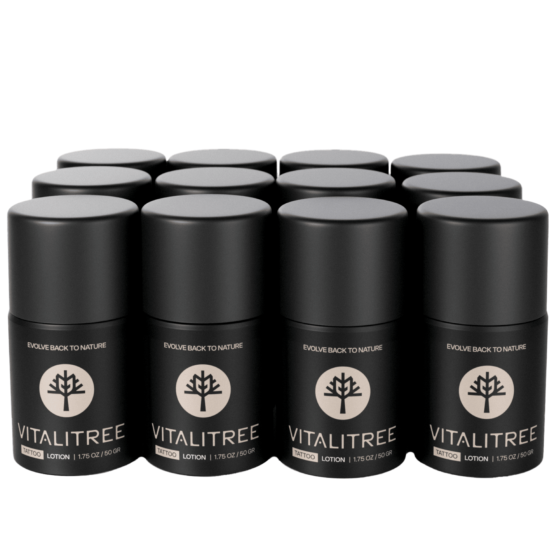 VitaliTree 1.75oz vegan botanical tattoo lotion with tepezcohuite, oat, and yarrow for healed ink moisture - 12ct