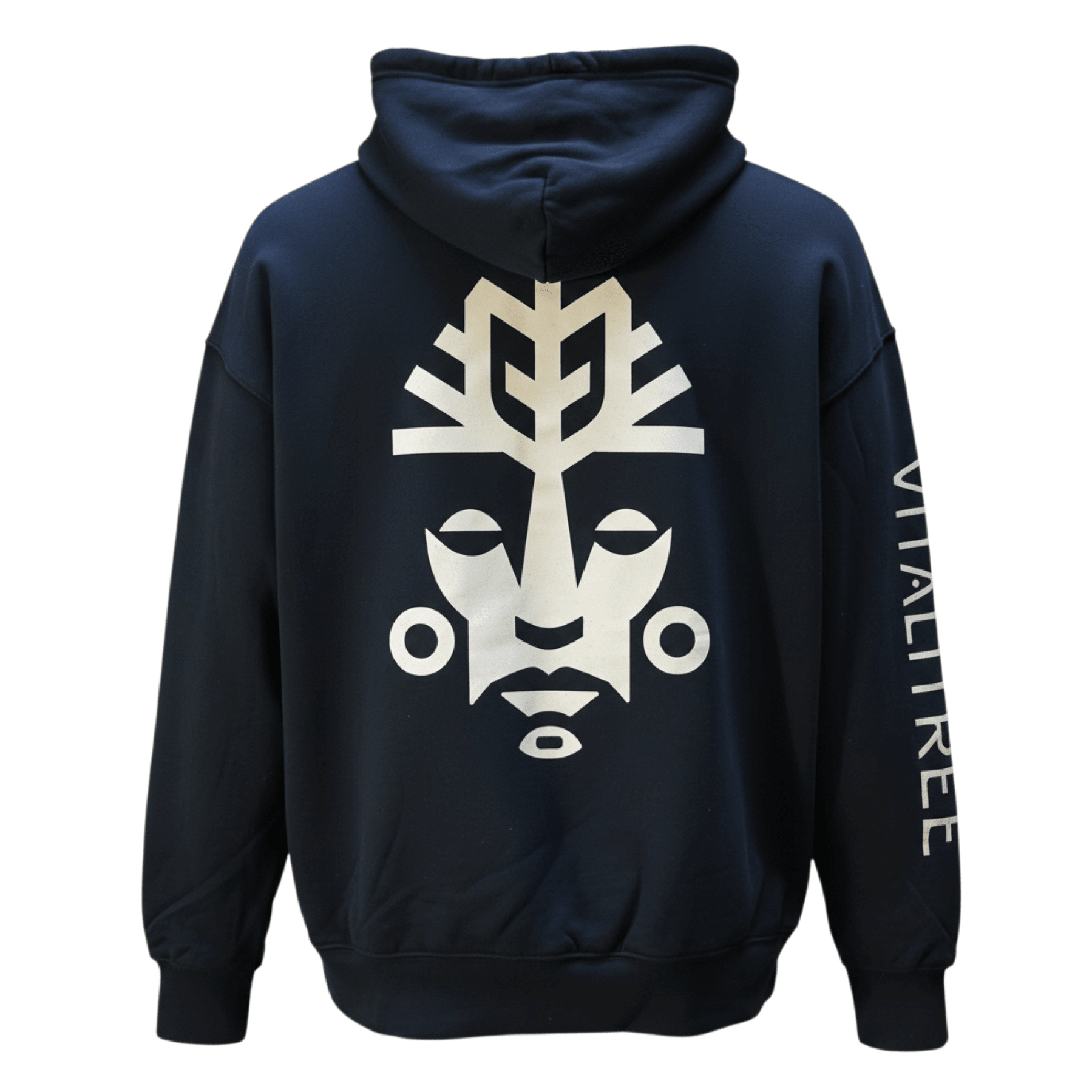 VitaliTree unisex sponge fleece pullover hoodie back view — soft cotton blend tattoo brand apparel