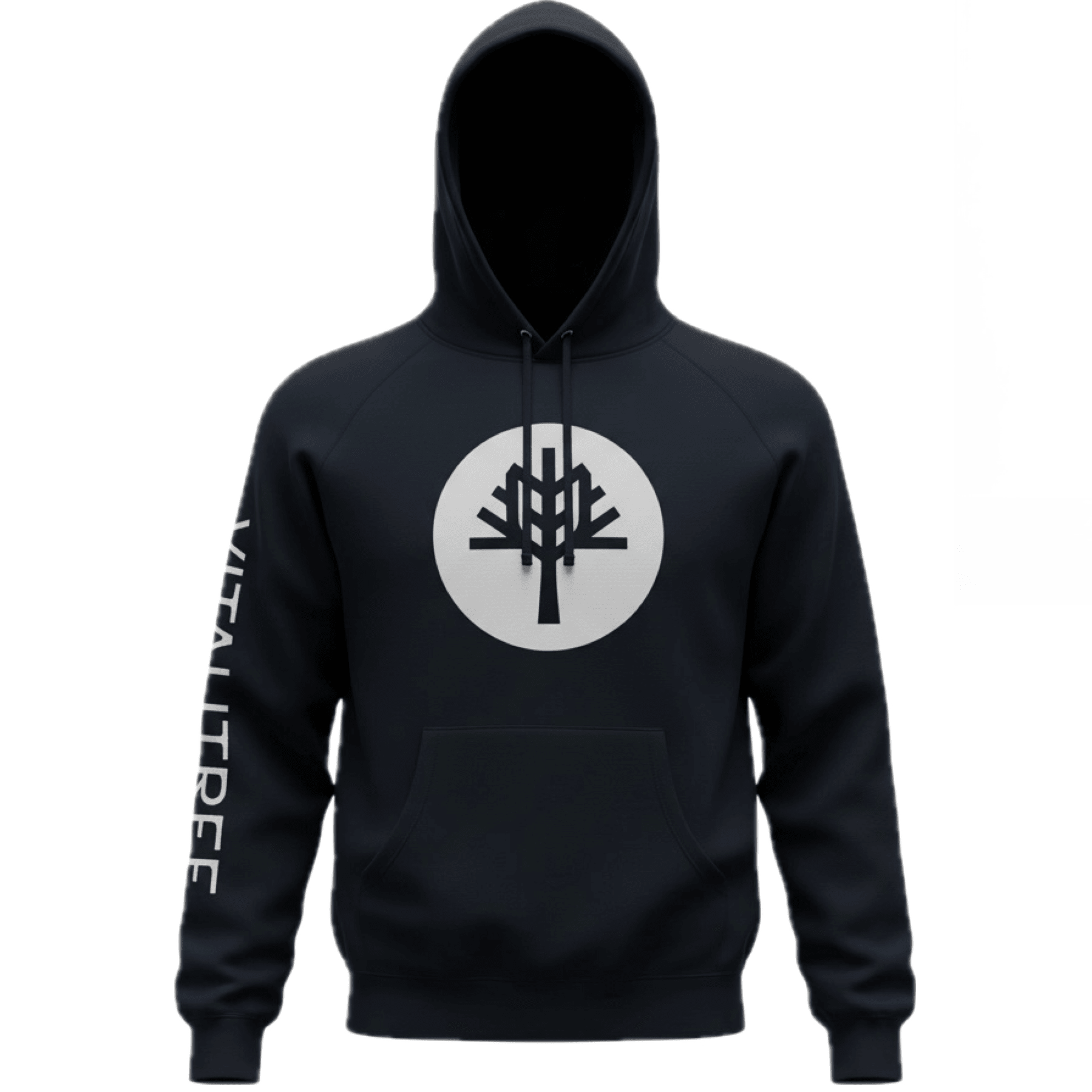VitaliTree unisex sponge fleece pullover hoodie front view — soft cotton blend tattoo brand apparel