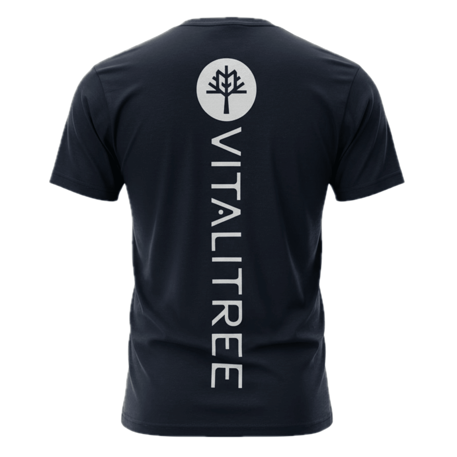 VitaliTree unisex short sleeve t-shirt back view — heathered cotton blend tattoo brand apparel