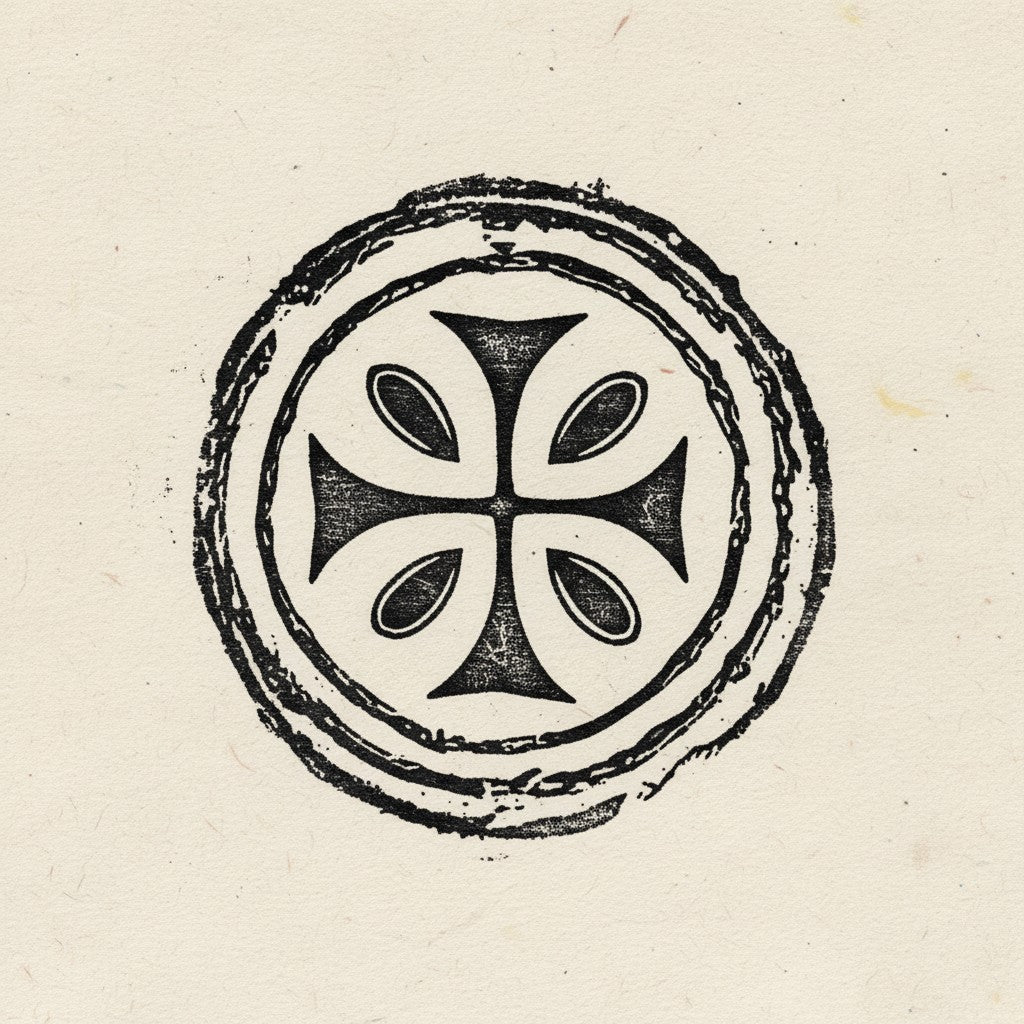 Coptic cross block print used in early Christian pilgrimage tattoo traditions
