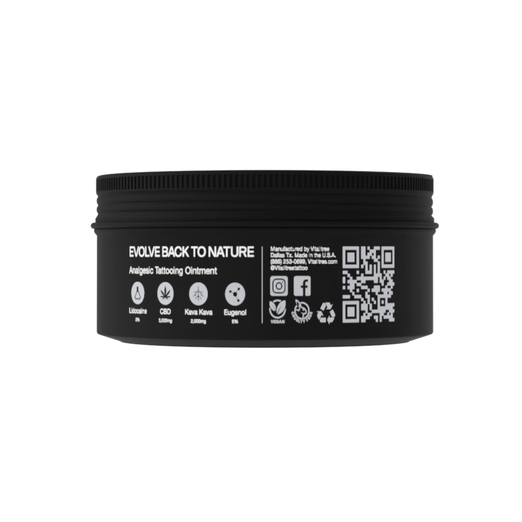 VitaliTree vegan Relief Glide - a numbing tattoo ointment for tattoo artists with hemp, kava, and lidocaine for natural pain relief and smooth glide