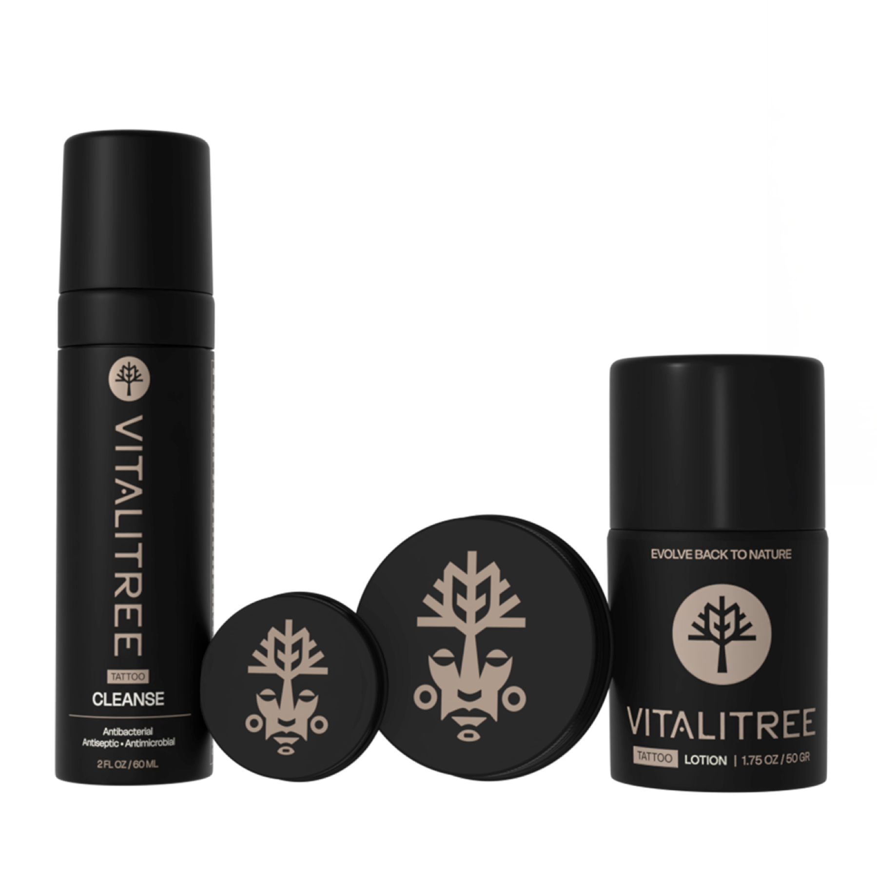 VitaliTree complete vegan tattoo care kit with cleanse, healing salve, and botanical lotion — full aftercare set
