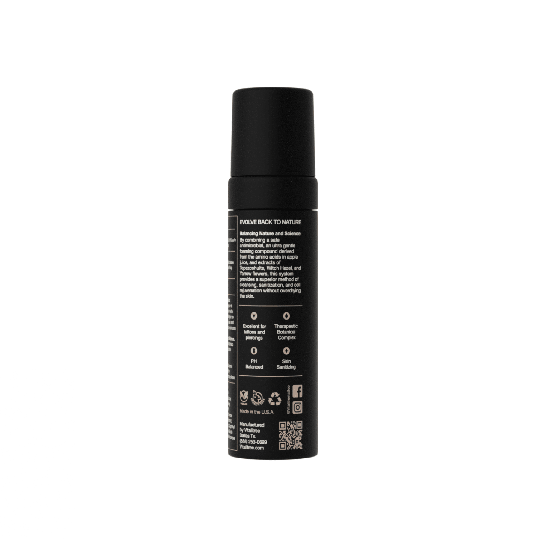 VitaliTree 2oz antibacterial tattoo cleanse — back label view