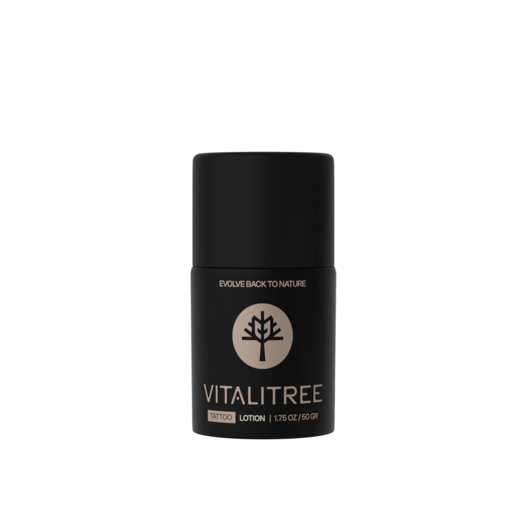 VitaliTree 1.75oz vegan botanical tattoo lotion with tepezcohuite, oat, and yarrow for healed ink moisture