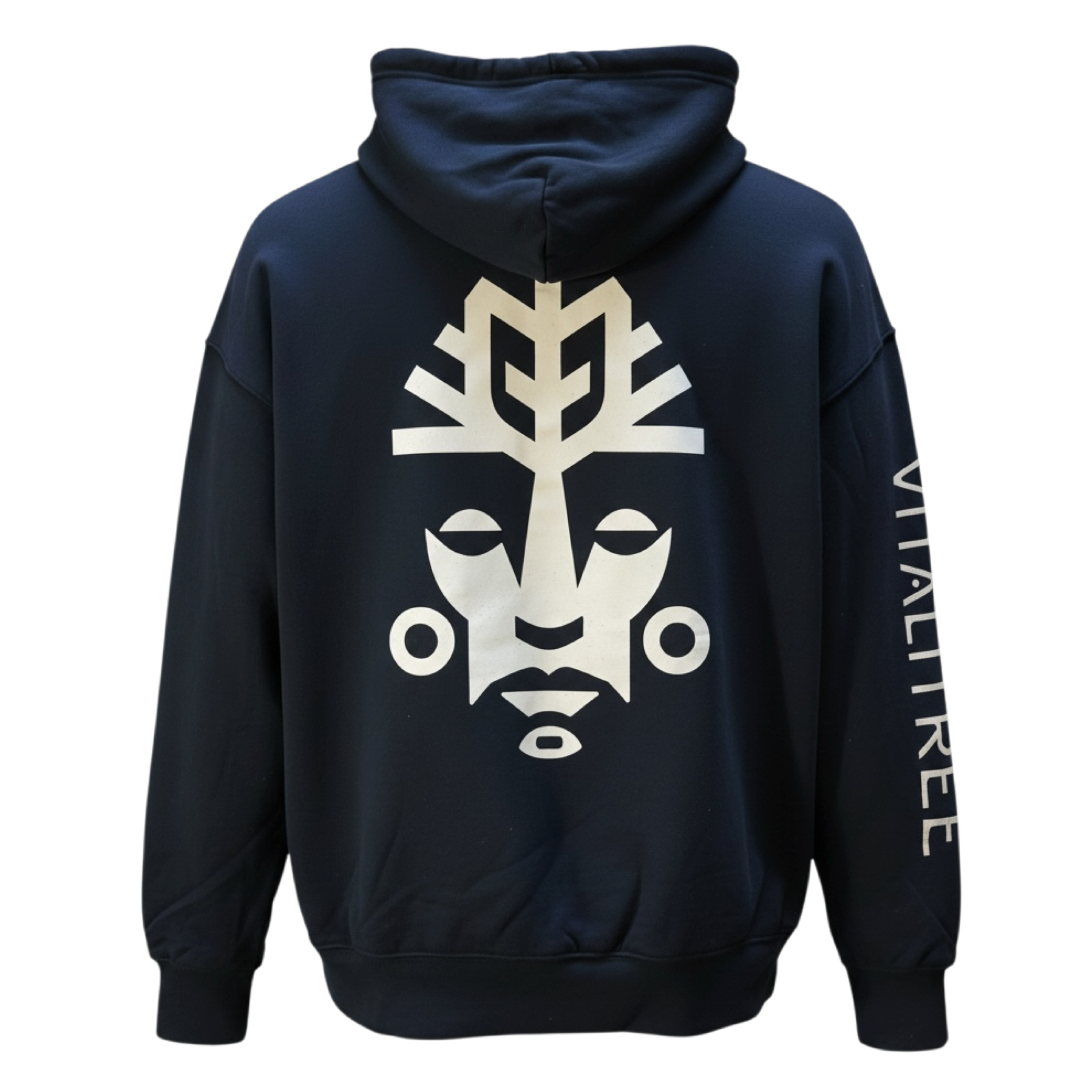 VitaliTree unisex sponge fleece pullover hoodie back view — soft cotton blend tattoo brand apparel