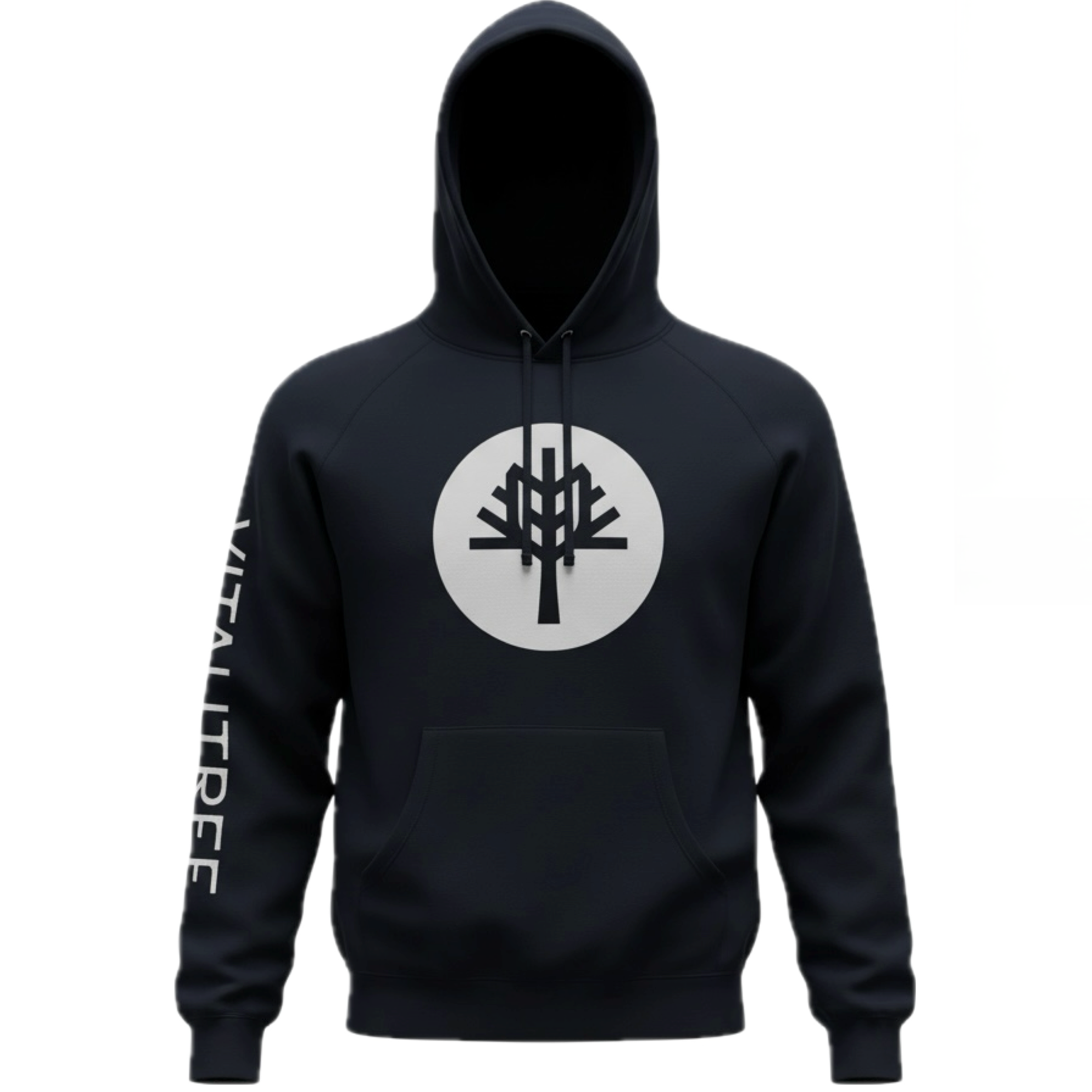 VitaliTree unisex sponge fleece pullover hoodie front view — soft cotton blend tattoo brand apparel